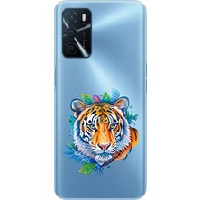 Zeyno Oppo A16 Uyumlu Renkli Kaplan  Desenli Silikon Kılıf