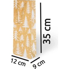 Arminow Yılbaşı Varak Baskılı Lüks Ipli Karton Çanta - Noel - Gold Detaylı - 12X35X9 cm - 1 Adet - Ç033