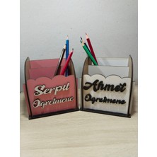 Kalemlik 2 Adet Renkli Kişiye Özel Isim Yazılı (3 mm Mdf)