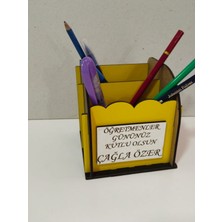 Kalemlik 2 Adet Renkli Kişiye Özel Isim Yazılı (3 mm Mdf)