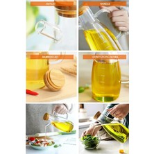 2li Bambu Kapaklı Yağdanlık 1000 ml Borosilikat Cam Yağlık Sirkelik Şişesi Master Vakumlu Sosluk