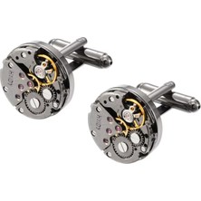 Omark Cotton Blackgun Çelik Saat Mekanizması Kol Düğmesi