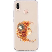 Zeyno Huawei P20 Lite Uyumlu Sonbahar Kadın  Desenli Silikon Kılıf