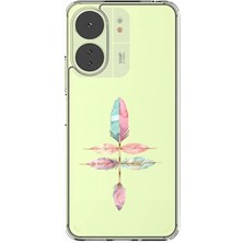 Zeyno Poco C65 Uyumlu Renkli Tüyler  Desenli Silikon Kılıf