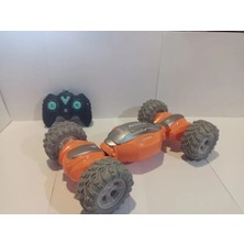 Boratila Toys 2.4 Ghz Uzaktan Kumandalı Işıklı Arazi Tekerekli Şarjlı 30 cm Büyük Boy Drift Akrobat Araba (Turuncu)