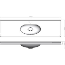 Livabo Fenna 500 x 1800 mm Etajerli Akrilik Banyo Lavabosu