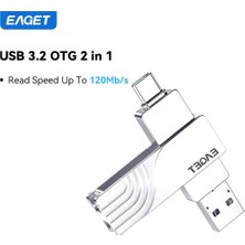 Eaget 512Gb.Type-C ve Usb 3.2 Type-C Girişli Tüm Cihazlara İphone 15/16 Serisine Uygun Yüksek Hızlı Otg Flash Bellek Çift Giriş Metal Sağlam Orjinal