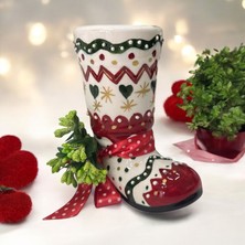 Aygen Creative Art Yılbaşı Hediyelik Kalemlik Çini Handmade Kalemlik Çini Çizme Zigzag Tasarım Hediyelik Kalemlik Noel
