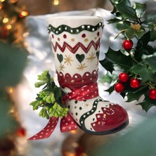 Aygen Creative Art Yılbaşı Hediyelik Kalemlik Çini Handmade Kalemlik Çini Çizme Zigzag Tasarım Hediyelik Kalemlik Noel