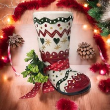 Aygen Creative Art Yılbaşı Hediyelik Kalemlik Çini Handmade Kalemlik Çini Çizme Zigzag Tasarım Hediyelik Kalemlik Noel