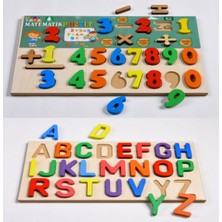 Mediterian Ahşap Matematik ve Alfabe Yapboz Seti, Eğitici ve Eğlenceli Öğrenme Aracı