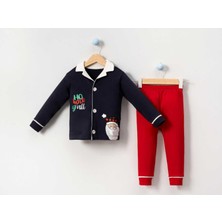 Düğmeli Noel Baba Çocuk Pijama Takımı
