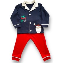 Düğmeli Noel Baba Çocuk Pijama Takımı