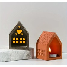 Opulent Accessories Iskandinav Ev Mumluk, 1 adet Beton Dekoratif Mumluk, Tealight Ev Mumluk, Dekoratif Hediyelik