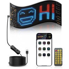 Hymark Programlanabilir 17X7CM Matrix Kayan Yazı Emoji LED Ekran Tabela Araba Bluetooth App Kontrol USB LED