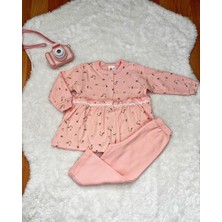 %100 Pamuk Çiçek Baskılı Kız Bebek Alt Üst Takım