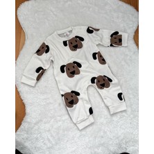 Köpek Desenli Fitilli Erkek Bebek Tulum %100 Pamuk