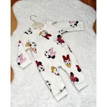 Minnie Mouse Desenli Fitilli Kız Bebek Tulum %100 Pamuk