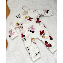 Minnie Mouse Desenli Fitilli Kız Bebek Tulum %100 Pamuk
