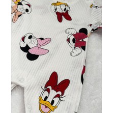 Minnie Mouse Desenli Fitilli Kız Bebek Tulum %100 Pamuk