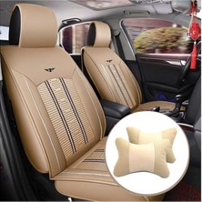 Automod Alfa Romeo 164 Koltuk ve Kılıf Uyumlu Bej Yastık - 2 Adet Set - Deri Model