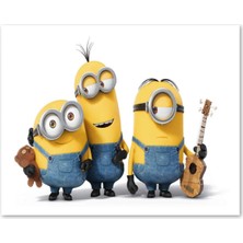 Mediterian Ahşap Dekor Tablo, Minyon Ayı ve Gitar, 25x35 cm, Kırmızı, MDF, 1 Parça