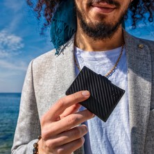 Trusador Verona Carbon Fermuarlı Unisex Hakiki Deri Rfid Korumalı Minimalist Bozuk Paralık Cepli Erkek Kadın Mini Cüzdan Hediyelik Karbon
