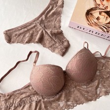 Krz - Balenli Dolgulu Dantel Büstiyer Takım - Vızon 85-B