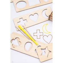 Mediterian Eğitici Ahşap Şekil ve Çizim Geliştirici Seti, 4'lü, 6-9 yaş