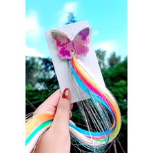 Nisan Kids Simli Kelebek Figürlü Renkli Pens Yapay Saç Postiş