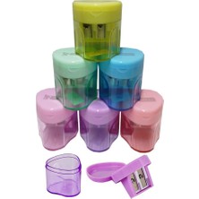 Artlantis Kalemtıraş Çift Bıçaklı Hazneli 6 Renk 1 Paket MK-4014 Pastel Renkler Iki Bıçaklı Jumbo Kalemtraş Kalem Açaçagı Plastik