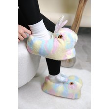 Oksit Earna Tavşan Model Şişme Peluş Kadın Panduf