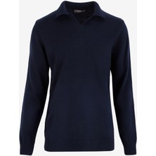 People By Fabrika Lacivert Erkek Polo Basic Düz Kazak PBF4WM-KZK 5030