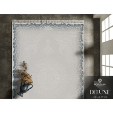 Woolen Halı Deluxe Koleksiyonu Viskon Akrilik Dokuma Lüks Saçaklı Halı 6501 Mavi