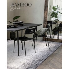 Woolen Halı Bamboo Dark Koleksiyonu Akrilik Dokuma Saçaklı Halı 1515 Siyah