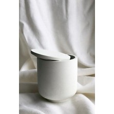 Beyaz Yuvarlak Minimal Kapaklı Dekor Kutu