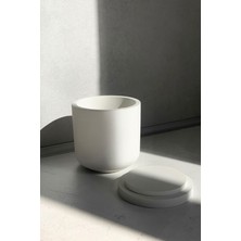Beyaz Yuvarlak Minimal Kapaklı Dekor Kutu