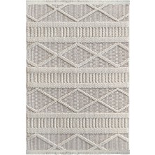 Woolen Halı Tual Koleksiyonu Modern Saçaklı Halı 8404 Krem