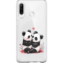 Zeyno Huawei P30 Lite Uyumlu Aşık Pandalar  Desenli Silikon Kılıf