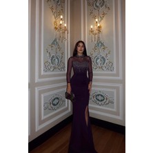 Sindi Moda Asra Tül Detay Işıltılı Abiye 583080