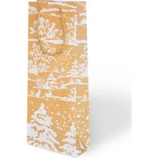 Arminow Yılbaşı Varak Baskılı Lüks Ipli Karton Çanta Noel Gold Detaylı 12 x 35 x 9 cm 1 Adet Ç032