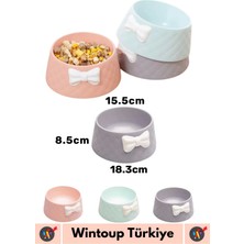 Özel Üretim Yüksek Kaliteli Kaymaz Pet Evcil Hayvan Fiyonk Tasarımlı Kedi Köpek Su Mama Kabı 470 ml