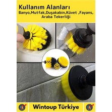 Wintoup Premium Çok Fonksiyonlu Tüm Matkap Uçlarına Uygun Banyo Araç 3'lü Matkap Ucu Temizleme Fırçası Seti