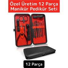 Wintoup Premium Yüksek Kaliteli Çelik El Yüz Ayak Bakım Çantalı 12 Parça Manikür Pedikür Seti