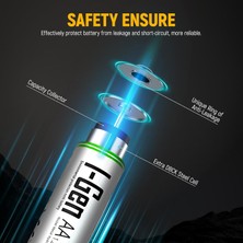 I-Gen Batteries I-Gen B112 8 Adet AA 1100 Mah Şarj Edilebilir Kalem Pil 1.2V Ni-MH Şarjlı Pil Solar Aydınlatma Uyumlu 
