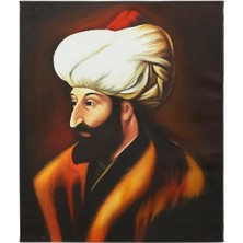 E38 El Işçiliği  Fatih Sultan Mehmet Yağlı Boya Resim 60*50  cm   - 6127