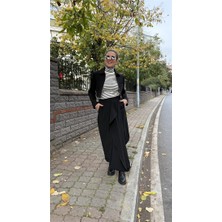 Siyah Beli Lastikli Tasarım Etek