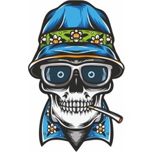 Sticker Usta Gözlüklü Kurukafa Sticker 00551