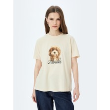 Koton Köpek Baskılı Kısa Kollu Bisiklet Yaka T-Shirt