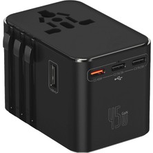 45W Şarj Cihazı ve 2x USB ve 3x Type-C Girişli Universal Seyahat Adaptörü, Priz Dönüştürücü 200'DEN Fazla Ülke ile Uyumlu, Abd, Ingiltere, Aus, Ab